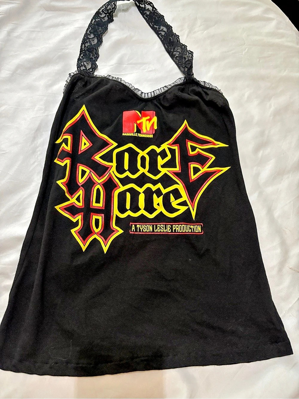 NTV Rare Hare Nashville event Graphic Lace Strap Camisole in Black Like New